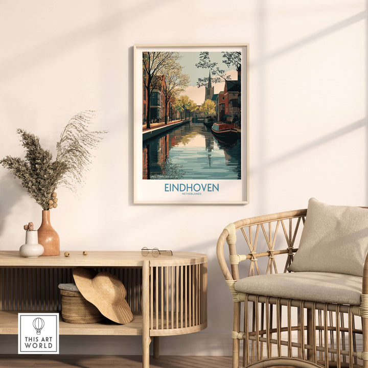 Eindhoven Poster Netherlands Canal Art Print | Historic City Poster showcasing picturesque waterways and architecture