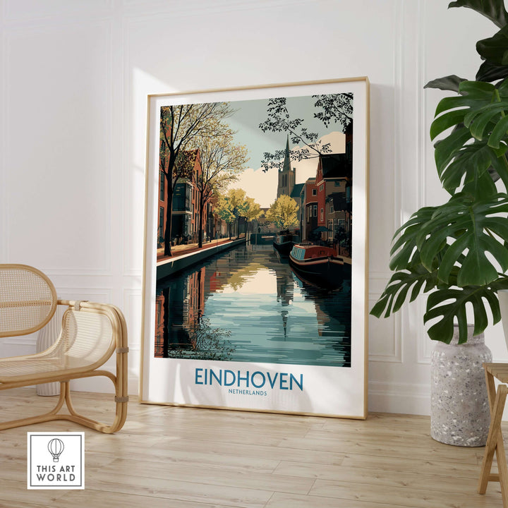 Eindhoven Poster Netherlands Canal Art Print | Historic City Poster featuring a canal scene in Eindhoven.