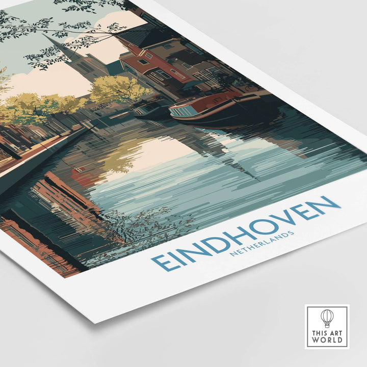 Eindhoven Poster Netherlands Canal Art Print | Historic City Poster featuring picturesque waterways and architecture