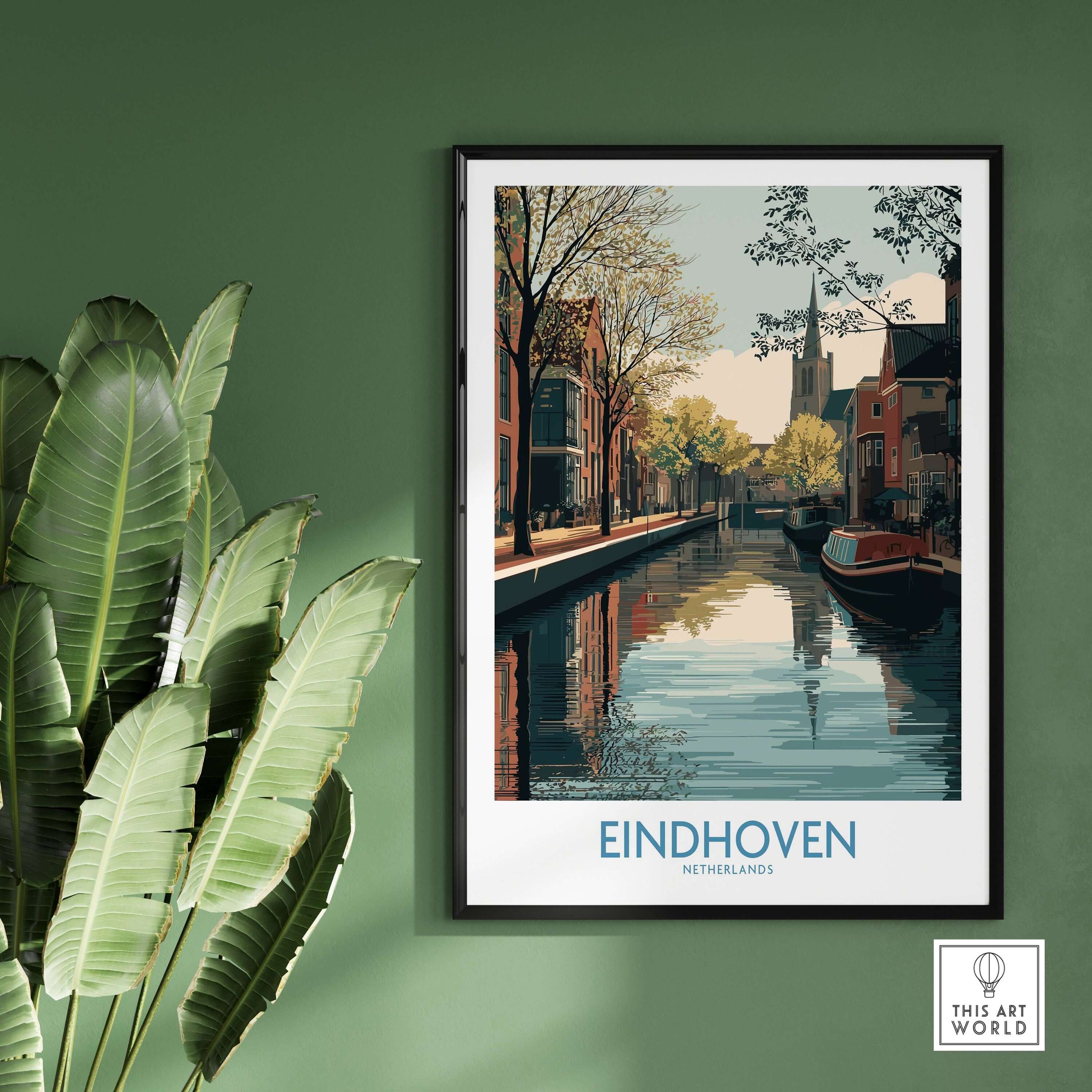 Eindhoven Poster Netherlands Canal Art Print | Historic City Poster showcasing scenic canals and architecture.
