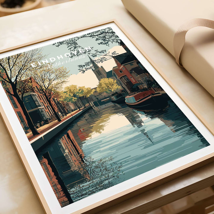 Eindhoven Print | Dutch City Wall Decor showcasing the tranquil canals and architecture of Eindhoven.