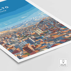 El Alto Bolivia Panoramic City Art Print - Bolivian Altiplano Poster showcasing the vibrant urban landscape.