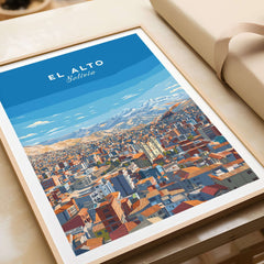 El Alto Bolivia Panoramic City Art Print - Bolivian Altiplano Poster showcasing the vibrant landscape and urban scene.