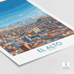 El Alto Bolivia Skyline Vista Wall Art - South American Cityscape Poster featuring vibrant urban views and dramatic sky.