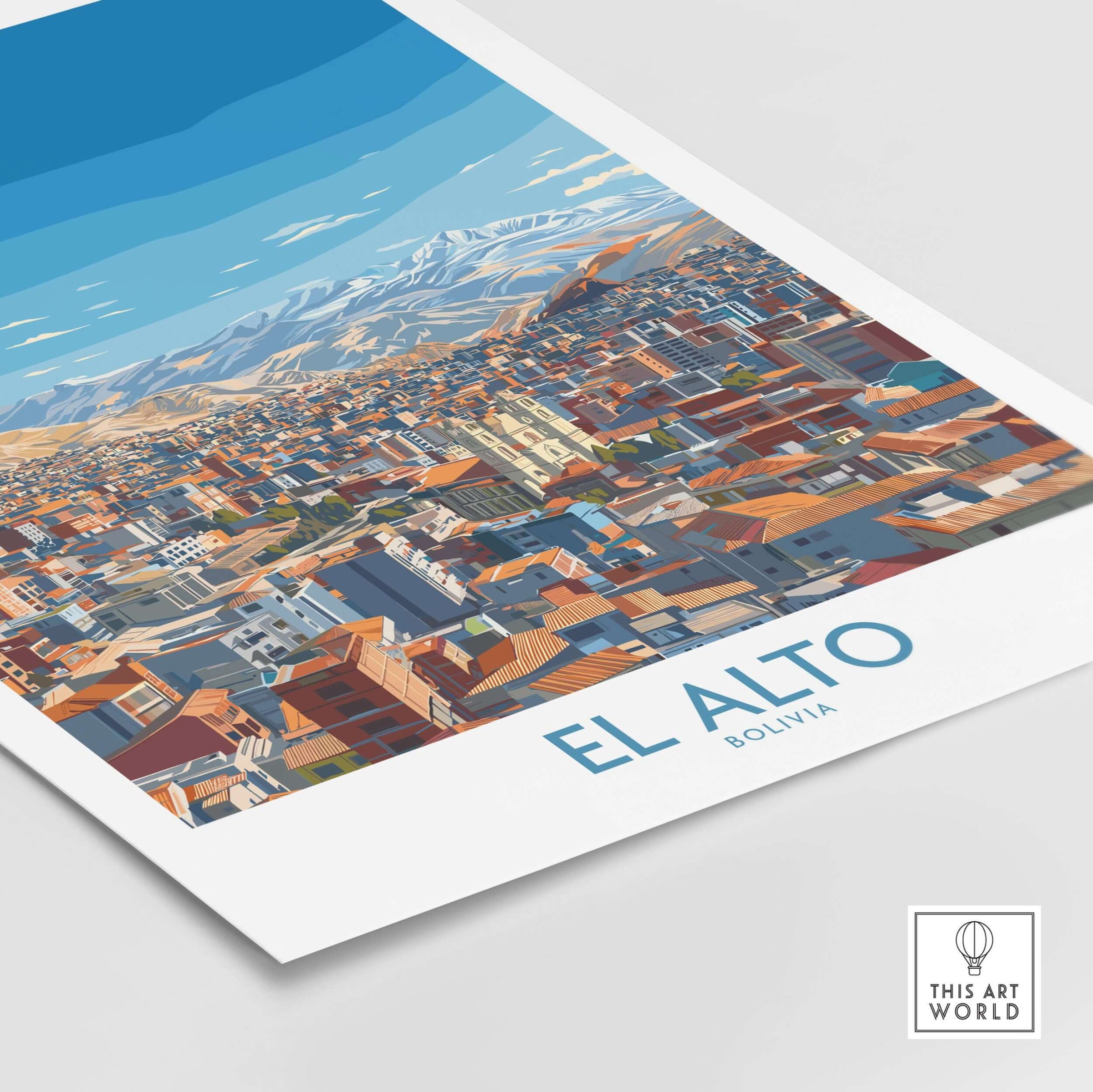 El Alto Bolivia Skyline Vista Wall Art - South American Cityscape Poster featuring vibrant urban views and dramatic sky.