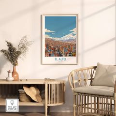 El Alto Bolivia Urban Landscape Print - Andes Mountain Travel Decor displayed in a stylish interior setting.