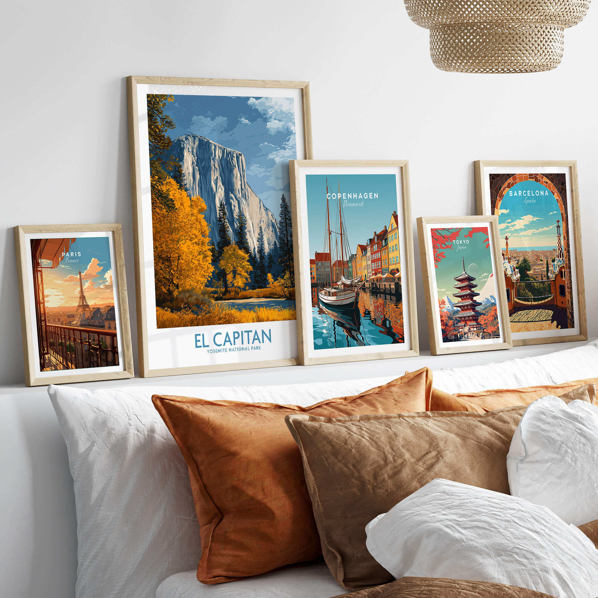 El Capitan Wall Art – California Sierra Nevada Autumn Landscape Print displayed in a stylish home setting with other art pieces.