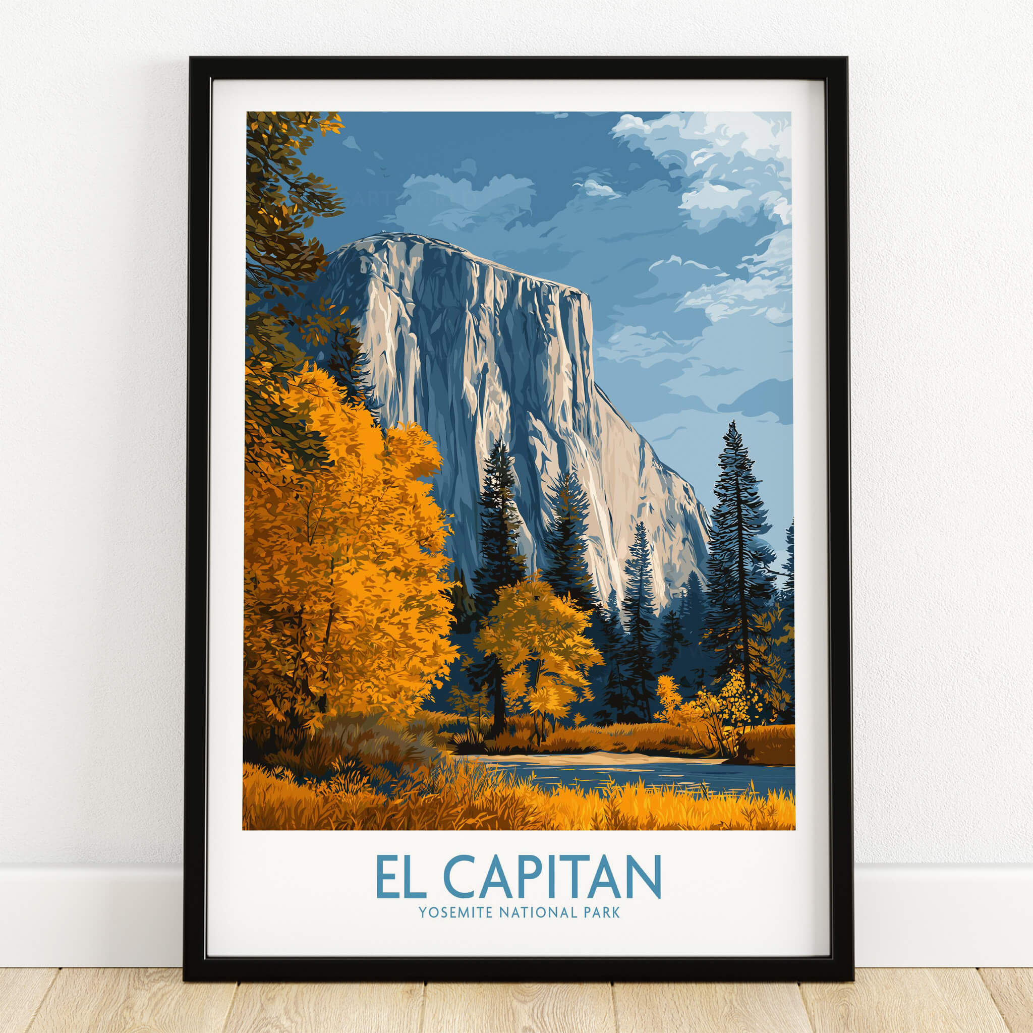 El Capitan Wall Art – California Sierra Nevada Autumn Landscape Print of Yosemite National Park featuring vibrant autumn colors.