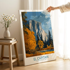 El Capitan Wall Art – California Sierra Nevada Autumn Landscape Print featuring Yosemite's iconic granite monolith and autumn foliage.