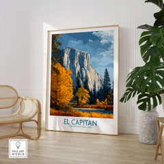 El Capitan Wall Art – California Sierra Nevada Autumn Landscape Print featuring vibrant fall colors in Yosemite.