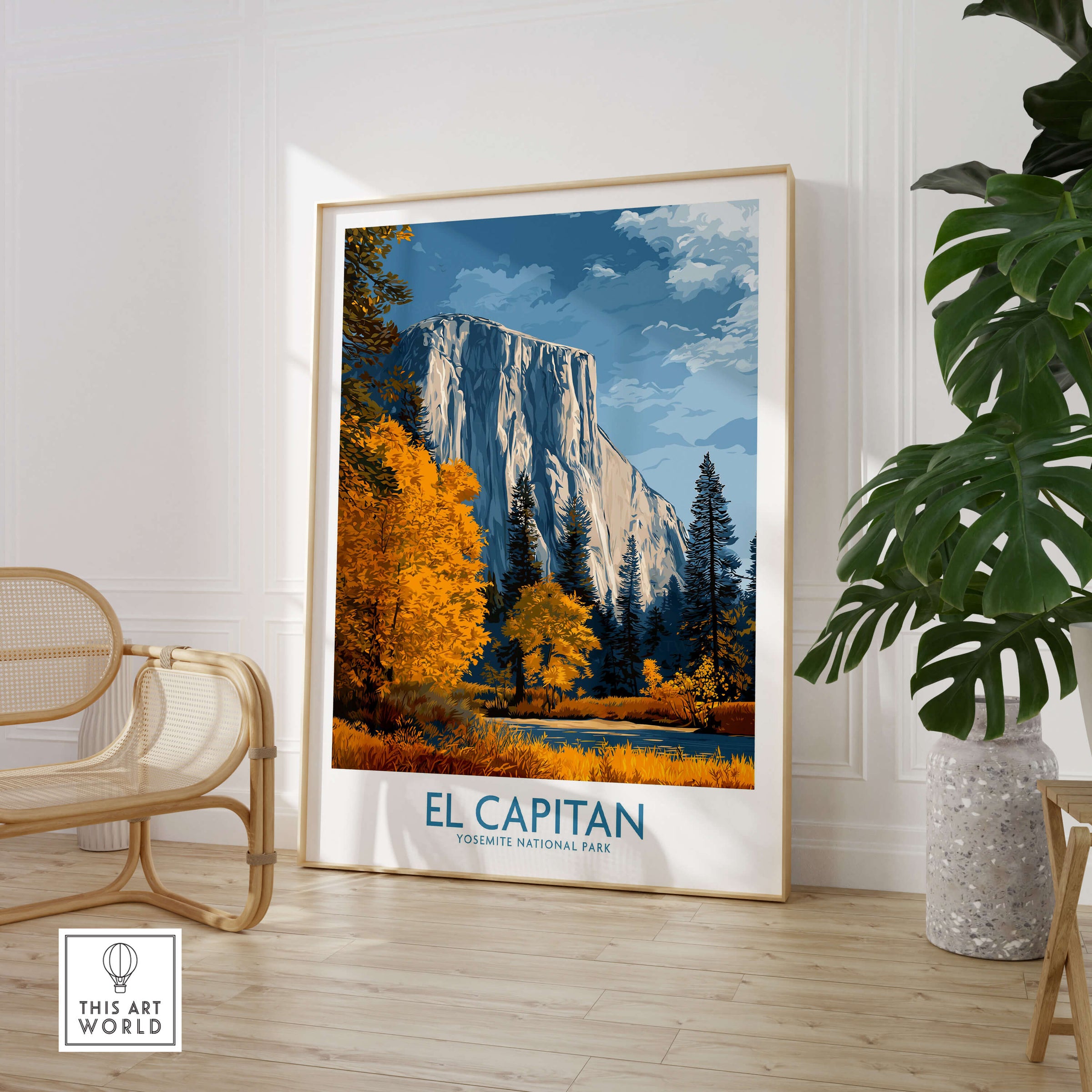 El Capitan Wall Art – California Sierra Nevada Autumn Landscape Print featuring vibrant fall colors in Yosemite.