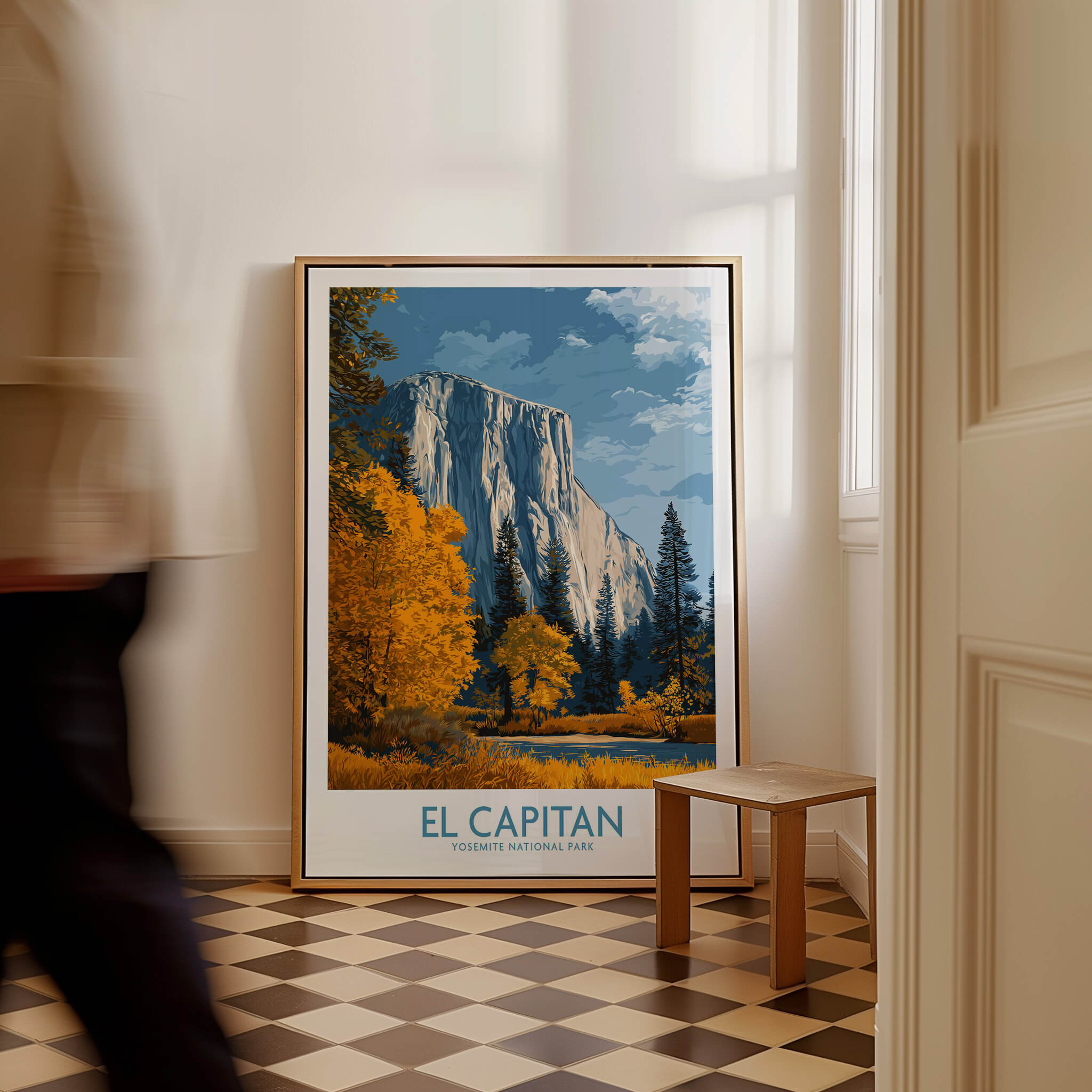 El Capitan Wall Art – California Sierra Nevada Autumn Landscape Print in a cozy indoor setting.