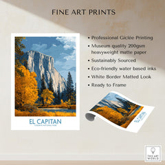 El Capitan Wall Art – California Sierra Nevada Autumn Landscape Print showcasing professional Giclée printing and vibrant colors.