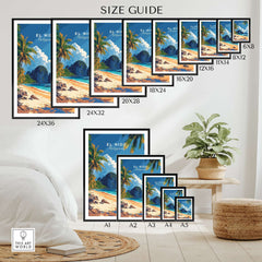 Size guide for El Nido Wall Art Philippines showcasing various frame sizes for home decor.