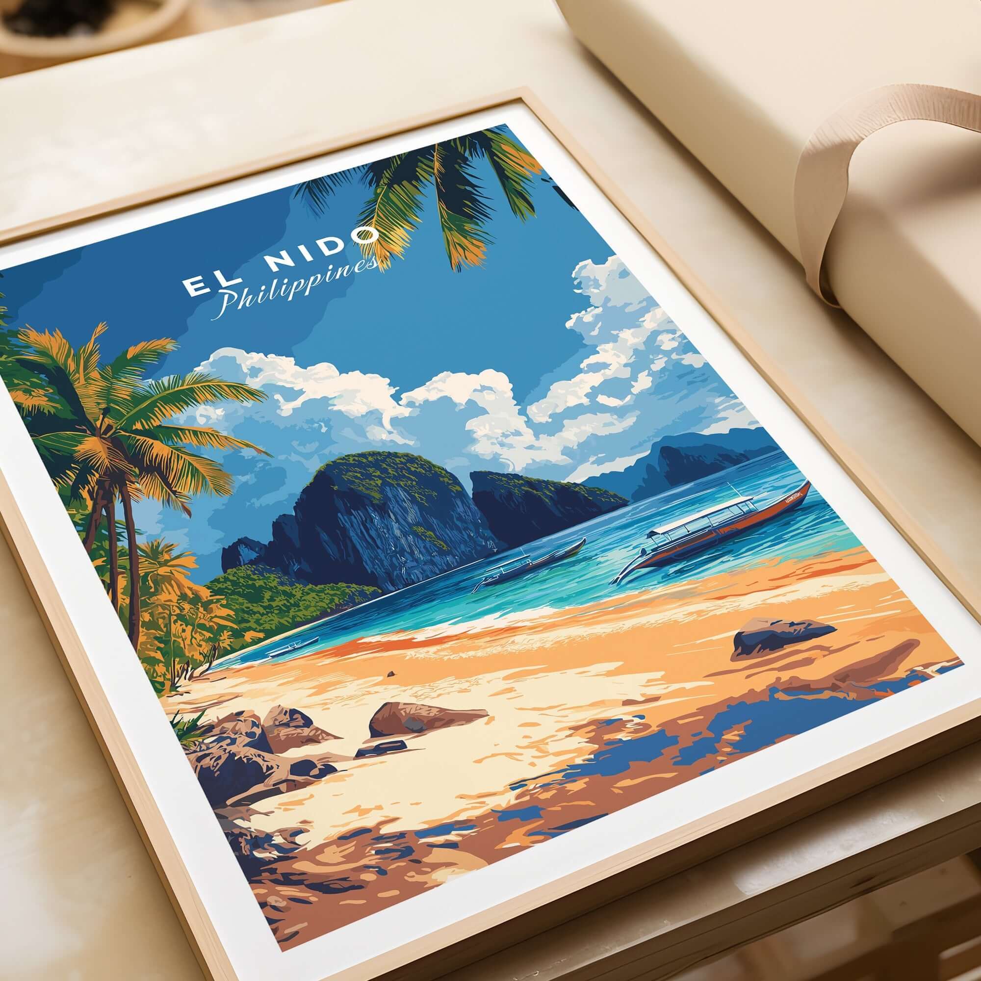 El Nido Wall Art Philippines featuring vibrant colors and scenic beach design from the Philippines.