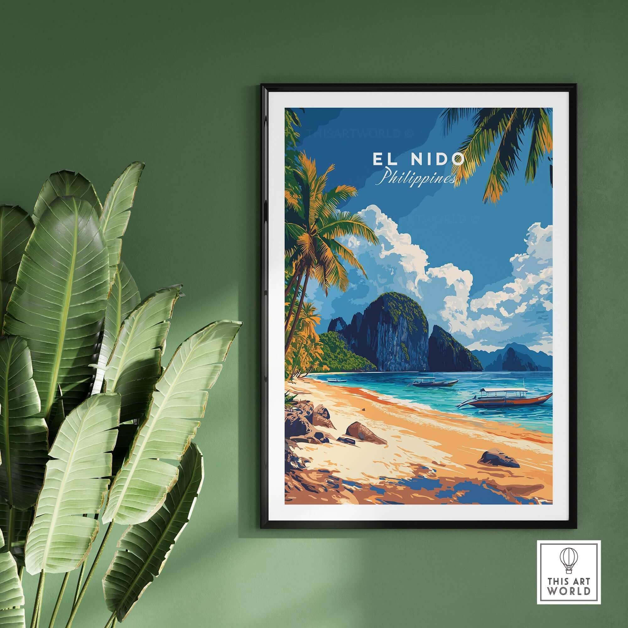 El Nido Wall Art Philippines featuring vibrant colors and intricate details of a tropical landscape.