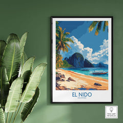El Nido Wall Art Print Philippines showcasing stunning beaches and tropical landscape in a beautifully framed print.