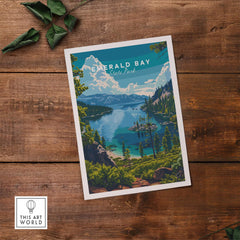 Emerald Bay Poster - State Park showcasing the scenic beauty of Emerald Bay in California's Lake Tahoe.
