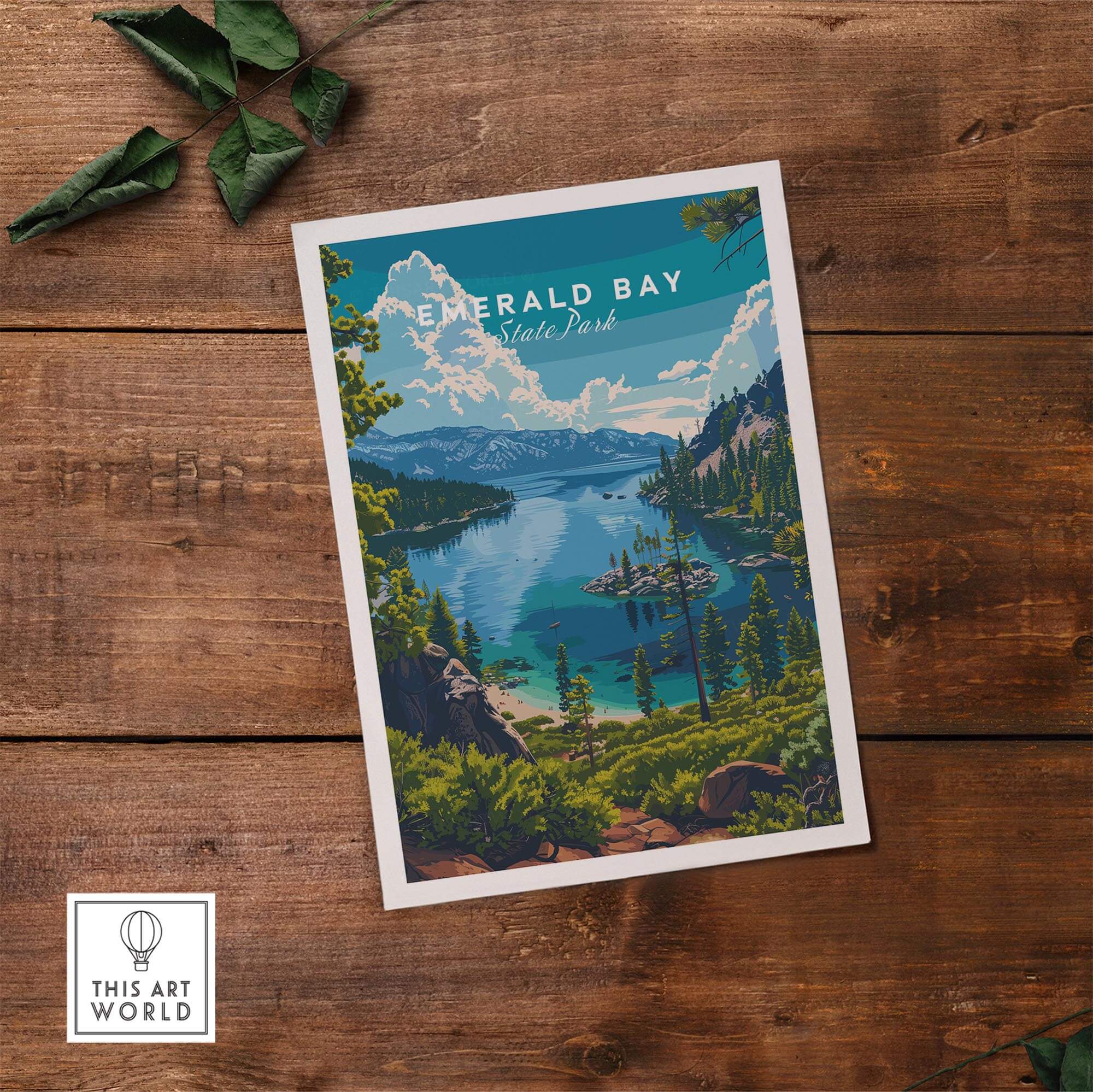 Emerald Bay Poster - State Park showcasing the scenic beauty of Emerald Bay in California's Lake Tahoe.