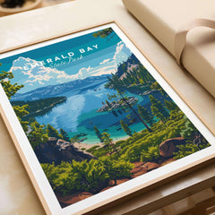 Emerald Bay Poster - State Park showcasing stunning Lake Tahoe scenery and vibrant nature.