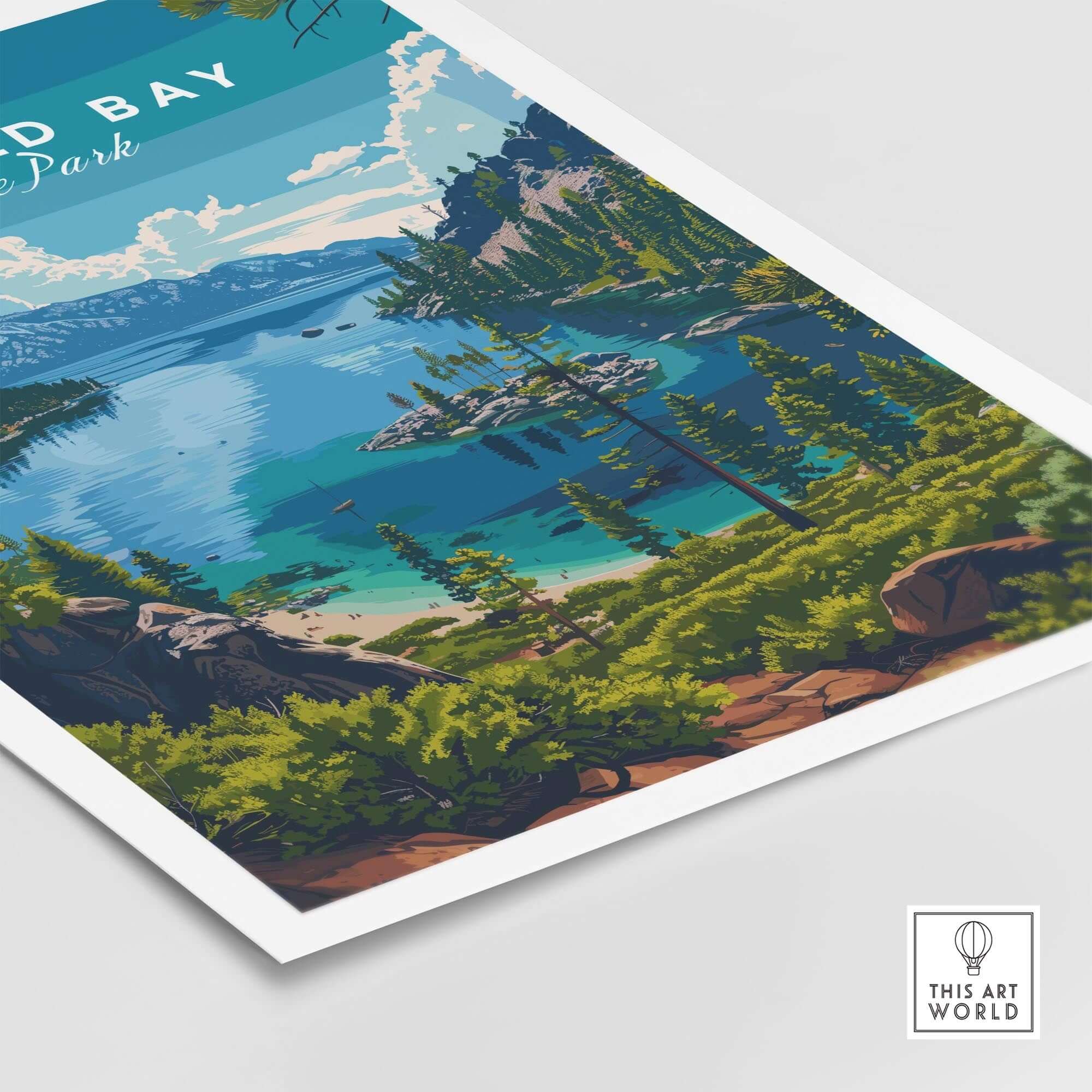 Emerald Bay Poster - State Park showcasing the scenic beauty of Lake Tahoe and vibrant nature.