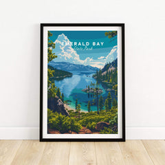 Emerald Bay Poster - State Park showcasing the stunning scenery of Emerald Bay in California's Lake Tahoe.