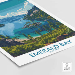 Emerald Bay Wall Art Print - State Park showcasing the serene beauty of Lake Tahoe's Emerald Bay.