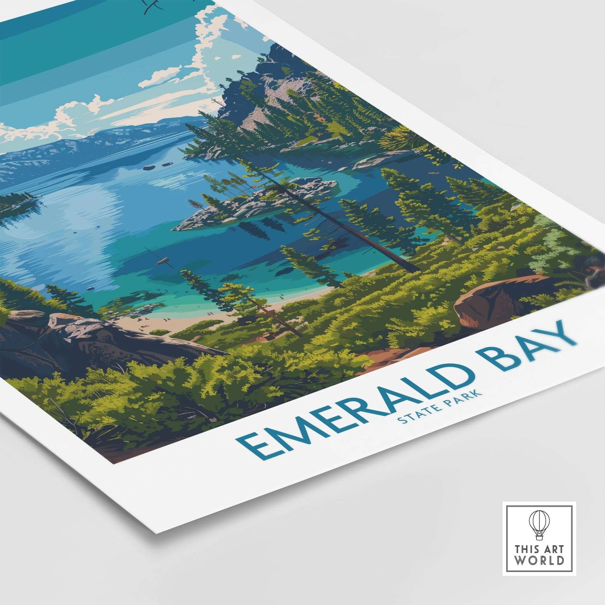 Emerald Bay Wall Art Print - State Park showcasing the serene beauty of Lake Tahoe's Emerald Bay.