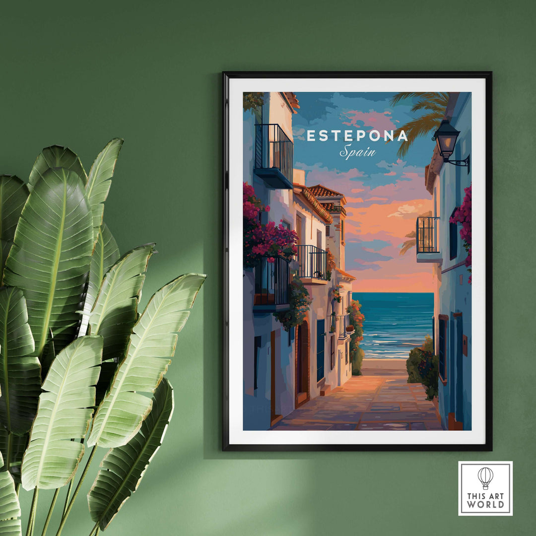 Estepona Balcony View Beach Print | Andalusian Home Decor showcasing a serene coastal scene in Andalusia.