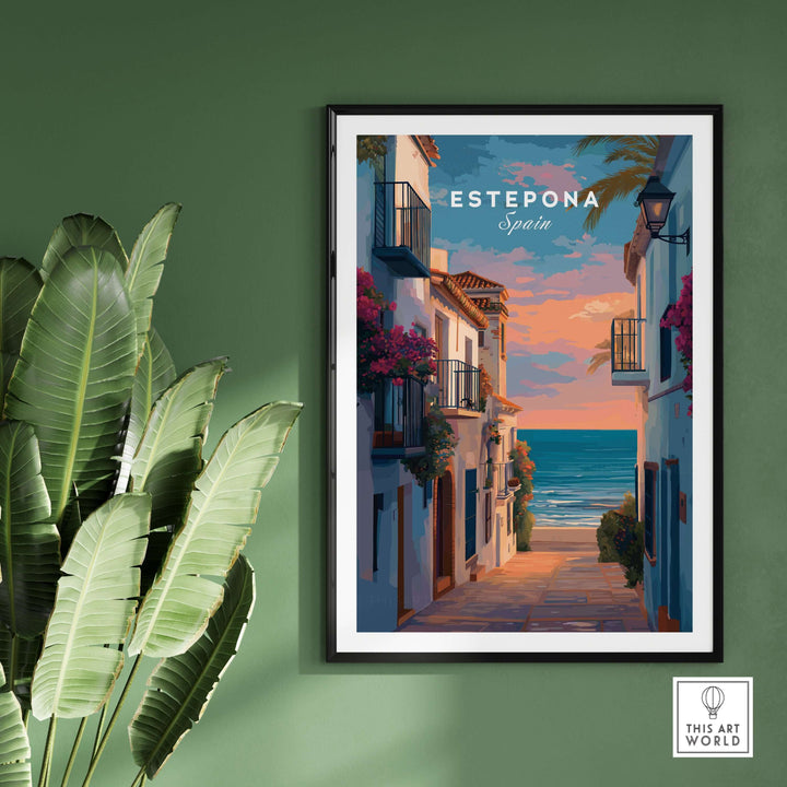 Estepona Balcony View Beach Print | Andalusian Home Decor showcasing a serene coastal scene in Andalusia.