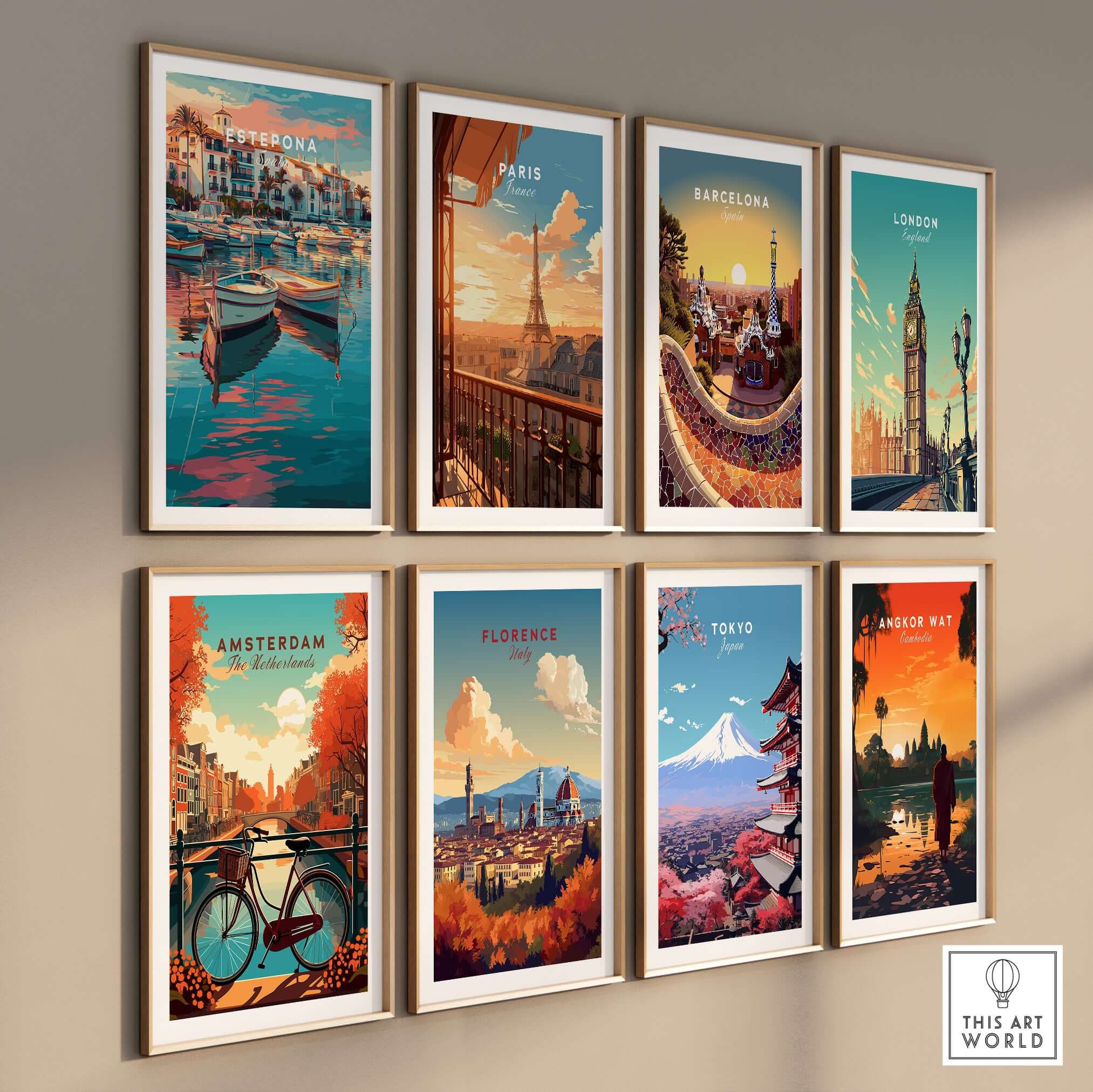 Estepona Boats Harbour Reflection Print | Mediterranean Wall Decor showcased in a stylish gallery wall arrangement.