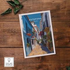 Estepona Flower Alley Print | Mediterranean Travel Wall Art featuring a vibrant and colorful street in Estepona, Spain.
