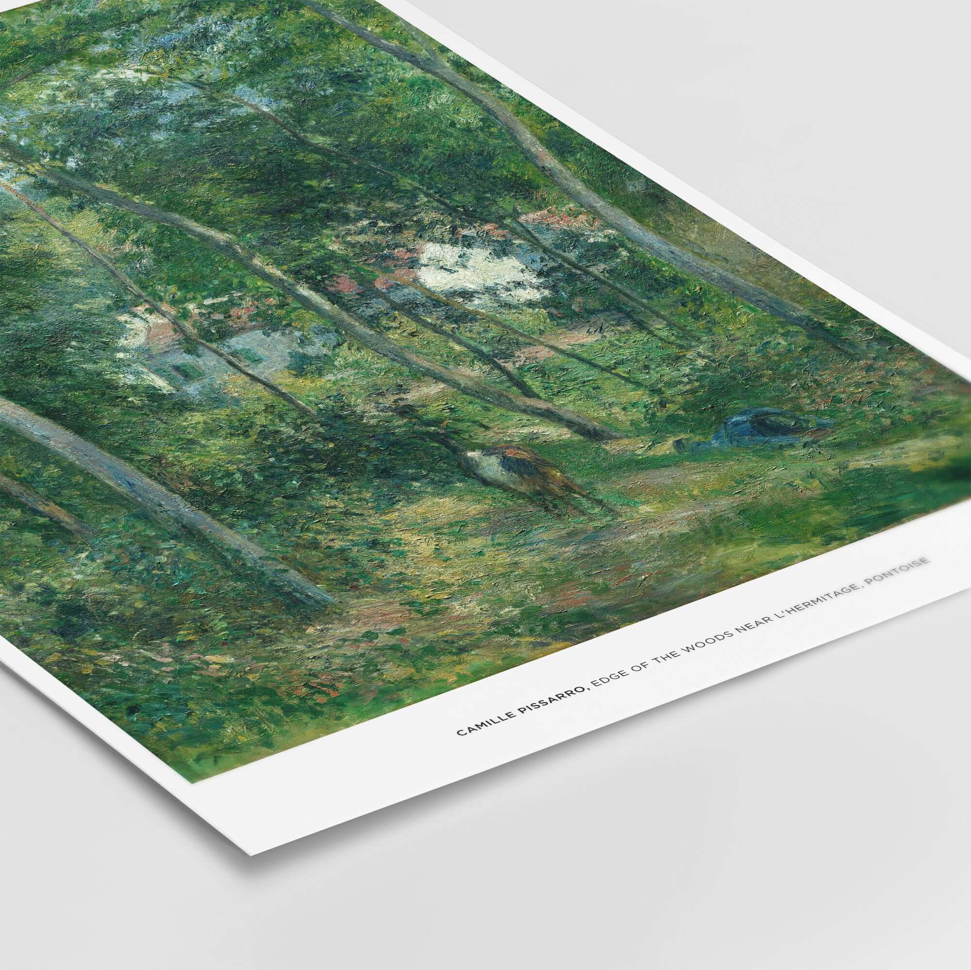 Exhibition Art Print Camille Pissarro Edge of the Woods Impressionist Landscape Poster Wall Art displayed on a white surface.