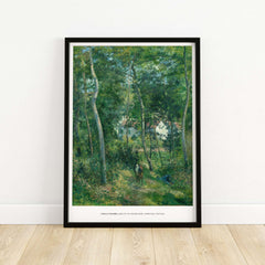 Exhibition Art Print Camille Pissarro Edge of the Woods Impressionist Landscape Poster Wall Art displayed in a modern frame.