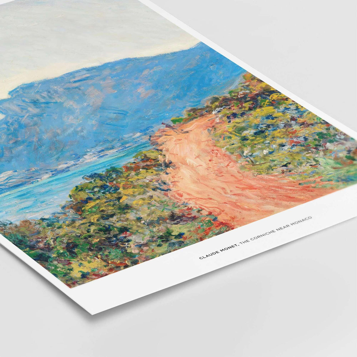 Exhibition Art Print Claude Monet The Corniche near Monaco Impressionist Landscape Poster showcasing vibrant coastal scenery.