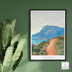 Exhibition Art Print Claude Monet The Corniche near Monaco Impressionist Landscape Poster featuring a vibrant coastal landscape.