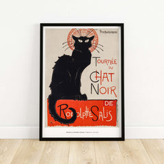 Exhibition Art Print Steinlen Tournée du Chat Noir Vintage French Black Cat Poster featuring a black cat illustration.
