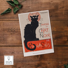Exhibition Art Print Steinlen Tournée du Chat Noir Vintage French Black Cat Poster featuring a black cat silhouette.