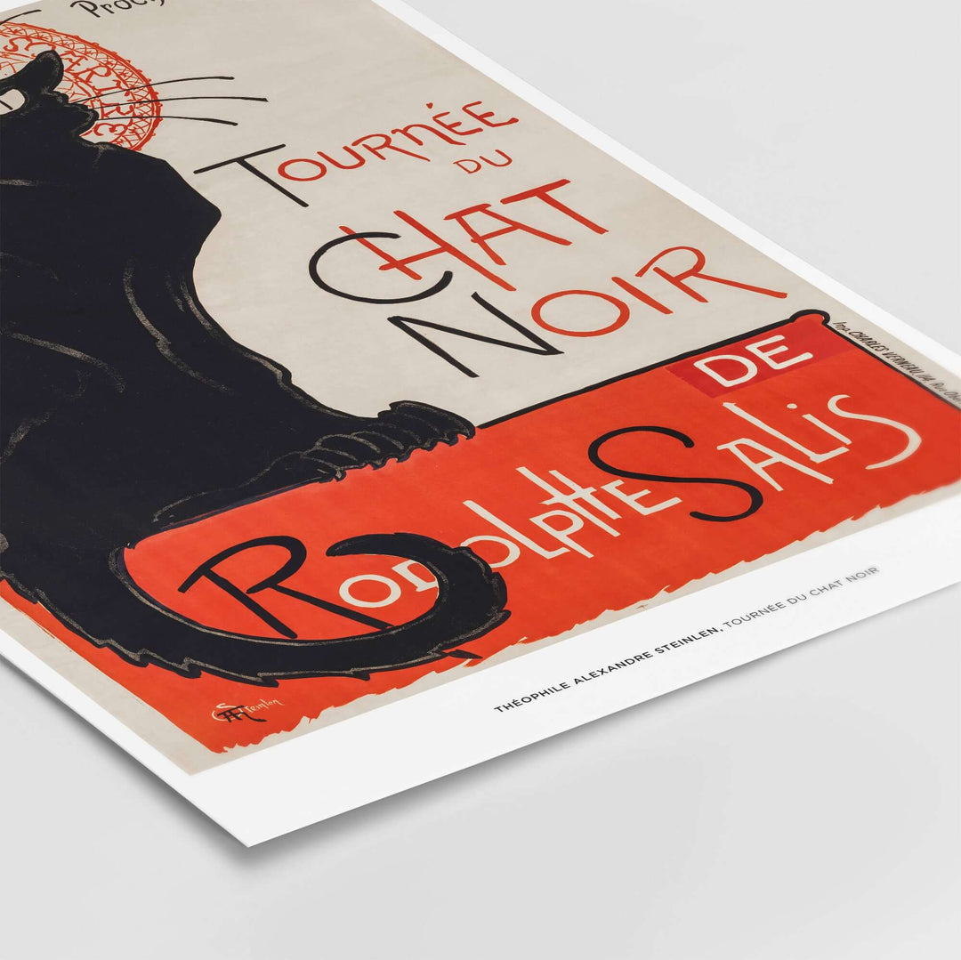 Vintage French poster featuring a black cat from Steinlen's 'Tournée du Chat Noir' art print.