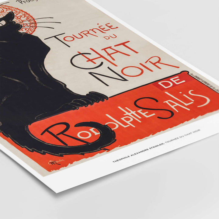 Vintage French poster featuring a black cat from Steinlen's 'Tournée du Chat Noir' art print.