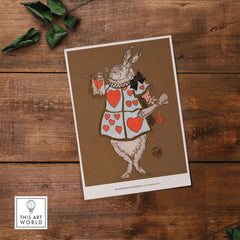Exhibition Art Print William Henderson White Rabbit Alice in Wonderland Vintage Poster featuring the White Rabbit in a herald costume.