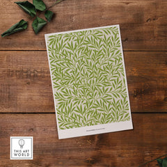 Exhibition Art Print William Morris Willow Pattern Green Botanical Wall Art featuring lush green foliage design.