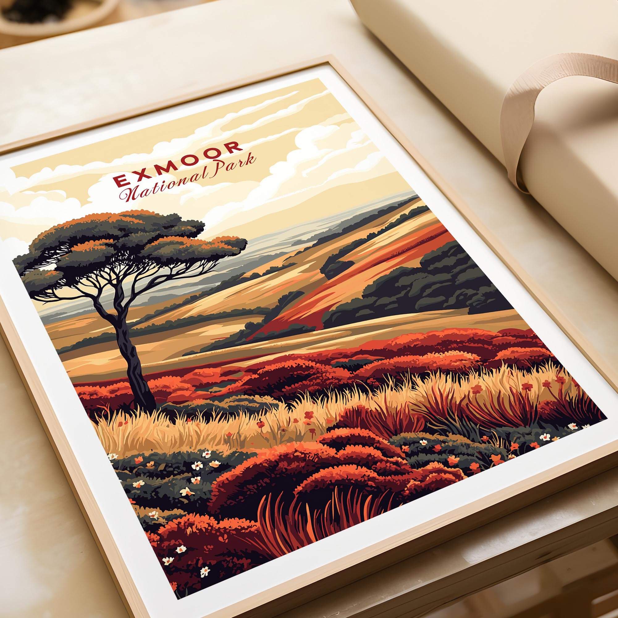 Exmoor Art Print showcasing vibrant landscapes of Exmoor National Park with stunning colors and details.