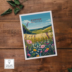 Exmoor National Park Wall Art featuring vibrant wildflowers and scenic landscapes.