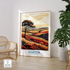 Exmoor Poster showcasing the stunning landscape of Exmoor National Park in a stylish frame.