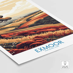 Exmoor Poster showcasing vibrant landscapes and wildlife of Exmoor National Park in a high-quality print.
