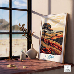 Exmoor Poster showcasing vibrant landscapes of Exmoor National Park in a stylish home setting.