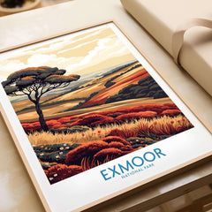 Exmoor Poster featuring the stunning landscapes of Exmoor National Park in beautiful colors.