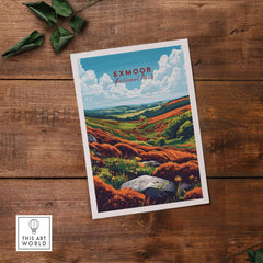 Exmoor Print National Park wall art showcasing stunning UK landscape with vibrant colors.