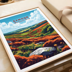 Exmoor Print National Park wall art featuring lush landscapes and vibrant colors of nature.